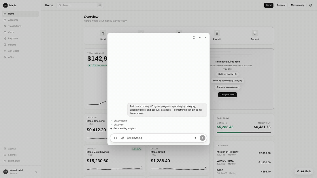Vendo builds a company moving dashboard inside a banking product.
