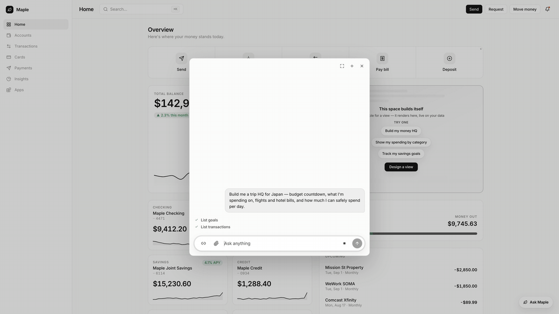 Vendo builds an HQ trip cost dashboard inside a finance product.